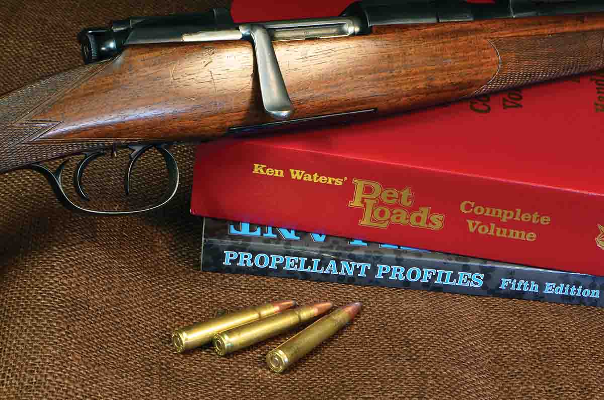 The rifle is a Mannlicher-Schönauer Model 1905, the cartridge the 9x56 M-S. Both rarities for which little solid loading information is available, except in Pet Loads. Ken Waters knew both rifle and cartridge and admired them greatly.